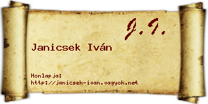 Janicsek Iván névjegykártya